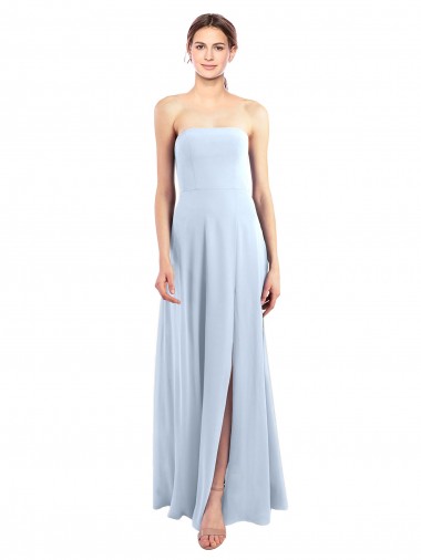 Comprimento Chão Azul Céu Claro Sem Mangas Linha A Sem alças Vestidos de Madrinha Por Atacado