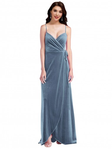 Comprimento Chão Azul Empoeirado Sem Mangas Linha A Lombar Vestidos de Madrinha / Vestidos de Festa Por Atacado