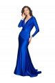 Comprimento Chão Azul Real Mangas Compridas Sereia Costas em V Vestidos de Madrinha / Vestidos de Noite / Vestidos de Festa Por Atacado