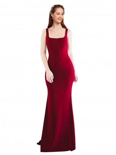 Comprimento Chão Borgonha 10# Sem Mangas Sereia Vestidos de Madrinha / Vestidos de Noite / Vestidos de Festa Por Atacado
