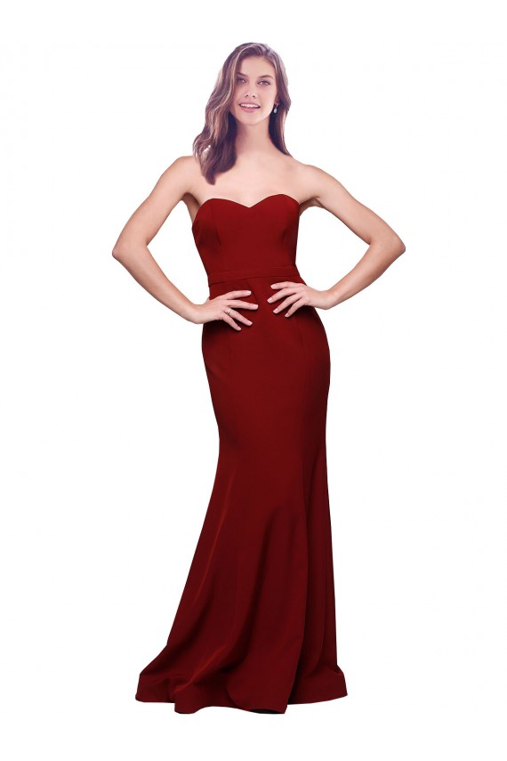 Comprimento Chão Borgonha Sem Mangas Bainha Lombar Amor Vestidos de Madrinha / Vestidos de Noite / Vestidos de Festa Por Atacado