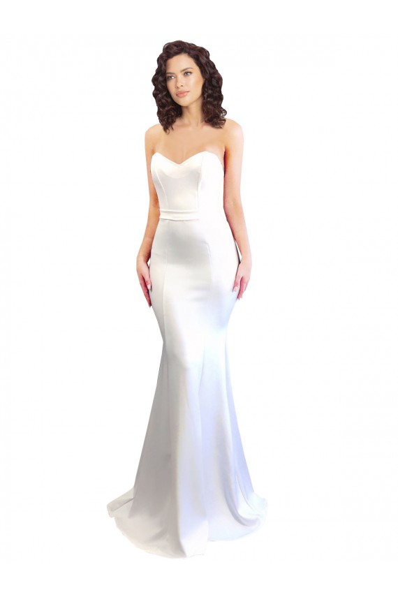 Comprimento Chão Branco Sem Mangas Sereia Lombar Vestidos de Madrinha / Vestidos de Noite / Vestidos de Festa Por Atacado
