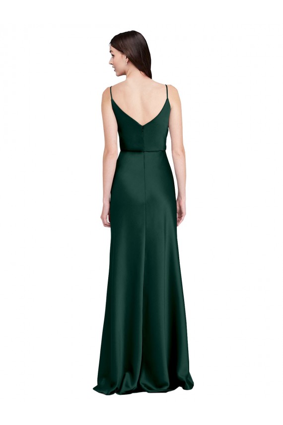 Comprimento Chão Caçador Verde Sem Mangas Bainha Costas em V Decote Capuz Vestidos de Madrinha / Vestidos de Noite / Vestidos de Festa Por Atacado