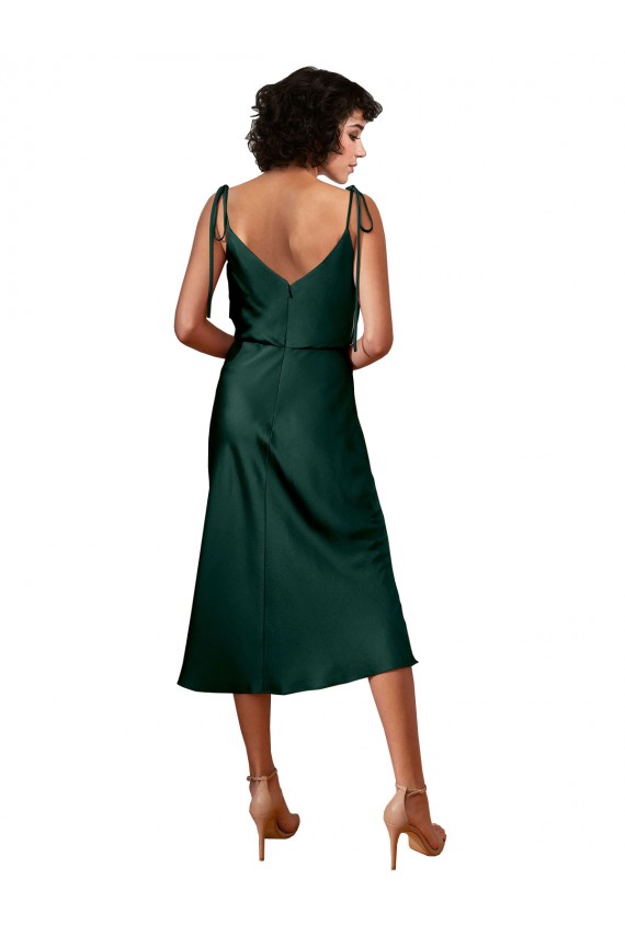 Comprimento Midi Caçador Verde Sem Mangas Bainha Vestidos de Madrinha / Vestidos de Noite / Vestidos de Festa Por Atacado