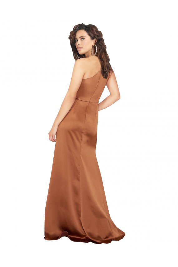 Comprimento Chão Laranja Sem Mangas Linha A Vestidos de Madrinha / Vestidos de Noite / Vestidos de Festa Por Atacado