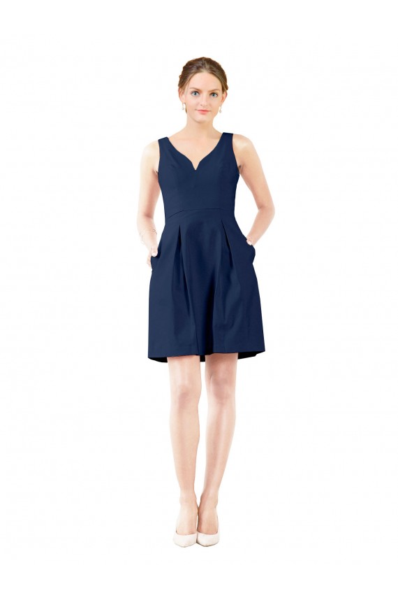 Comprimento Joelho Marinha Negra Sem Mangas Linha A Vestidos de Madrinha / Vestidos de Cocktail / Vestidos de Homecoming Por Atacado