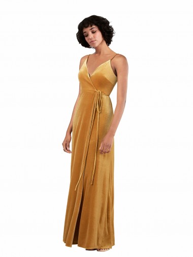 Comprimento Chão Ouro Sem Mangas Coluna Costas em V Vestidos de Madrinha / Vestidos de Noite / Vestidos de Festa Por Atacado
