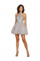 Curto Prata Sem Mangas Linha A Criss Cruz Vestidos de Madrinha / Vestidos de Cocktail / Vestidos de Homecoming Por Atacado