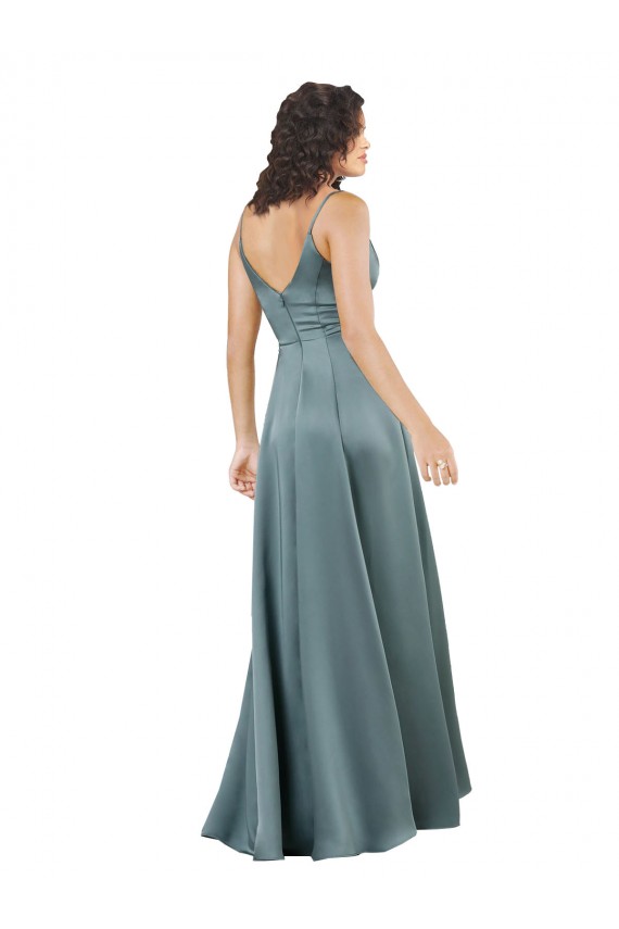 Comprimento Chão Preto Sem Mangas Linha A Costas em V Vestidos de Madrinha / Vestidos de Noite / Vestidos de Festa Por Atacado