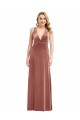 Comprimento Chão Rosa Canela Sem Mangas Linha A Criss Cruz Vestidos de Madrinha / Vestidos de Noite / Vestidos de Festa Por Atacado