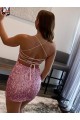 Curto Rosa Choque Sem Mangas Bainha Vestidos de Festa Por Atacado