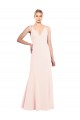 Comprimento Chão Rosa Sem Mangas Linha A Costas em V Decote V Vestidos de Madrinha / Vestidos de Noite / Vestidos de Festa Por Atacado