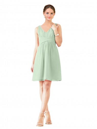 Comprimento Joelho Sábio Sem Mangas Linha A Vestidos de Madrinha / Vestidos de Cocktail / Vestidos de Homecoming Por Atacado