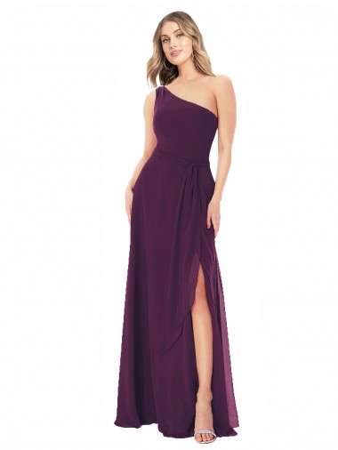 Comprimento Chão Uva Sem Mangas Linha A Vestido de Madrinha / Vestido de Baile Por Atacado