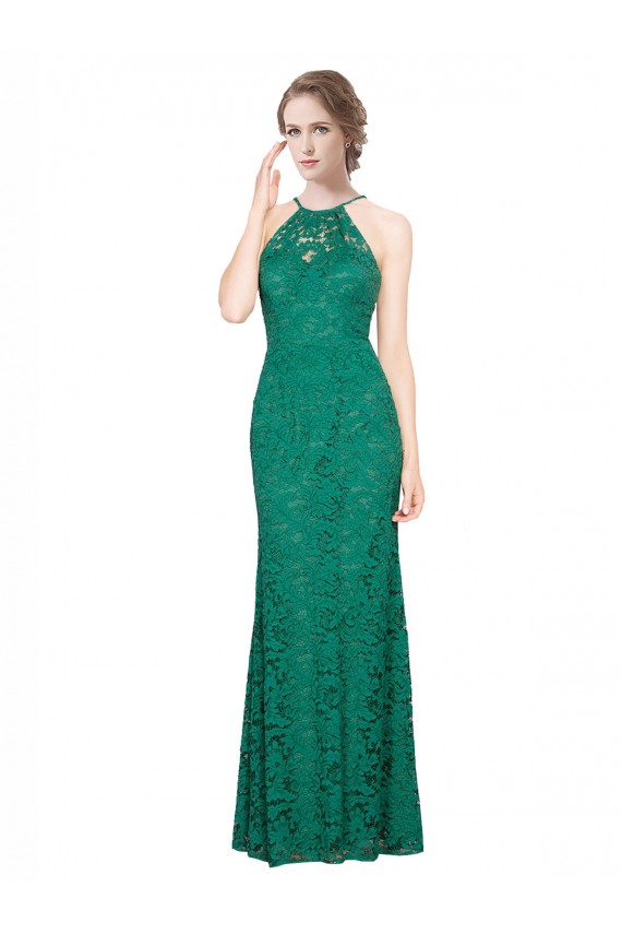 Comprimento Chão Verde Escuro Sem Mangas Sereia Lombar Vestidos de Madrinha / Vestidos de Festa Por Atacado
