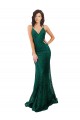 Comprimento Chão Verde Escuro Sem Mangas Sereia Abrir de volta Vestidos de Madrinha / Vestidos de Festa Por Atacado