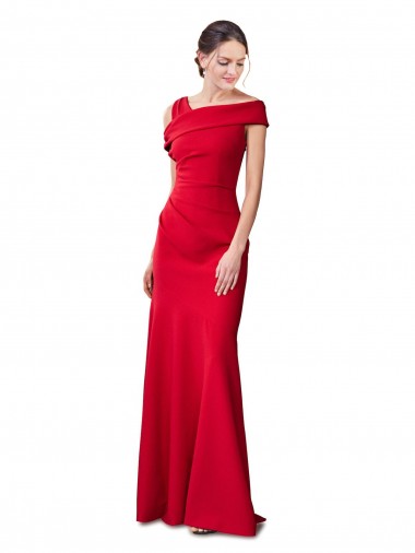 Comprimento Chão Vermelho Sem Mangas Sereia Vestidos de Madrinha / Vestidos de Noite / Vestidos de Festa Por Atacado